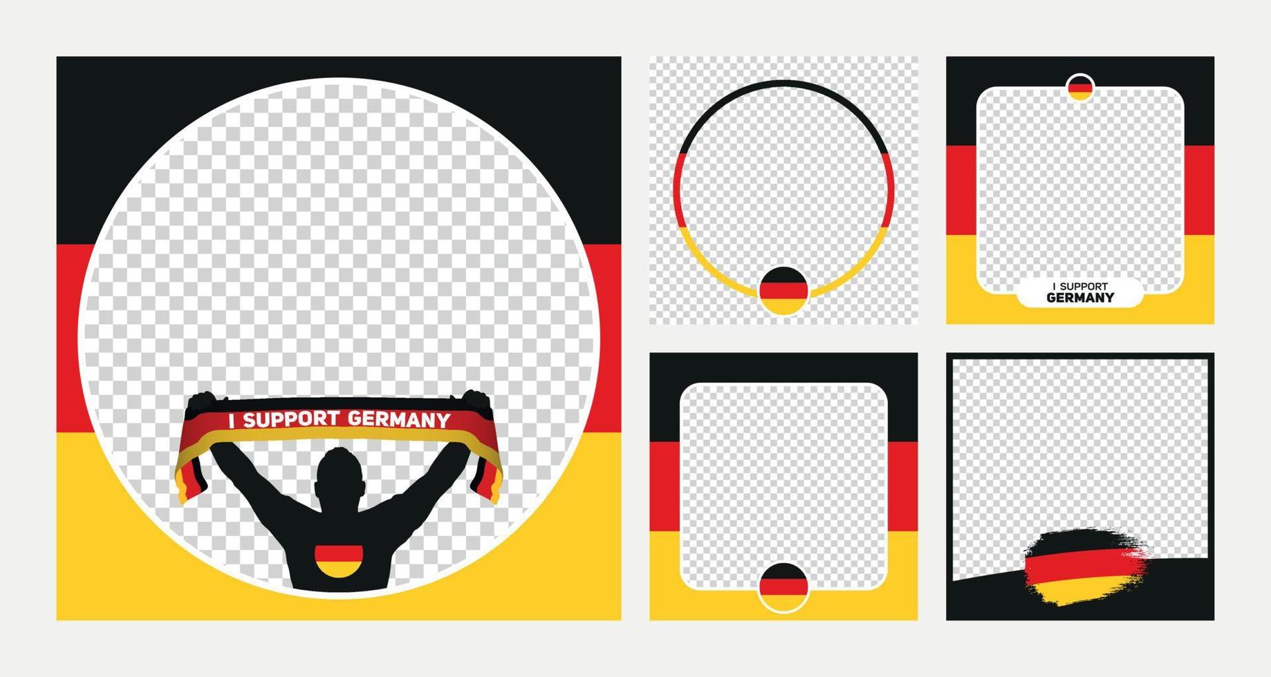 eu apoio banners de moldura de perfil do campeonato mundial de futebol da alemanha para mídias sociais vetor