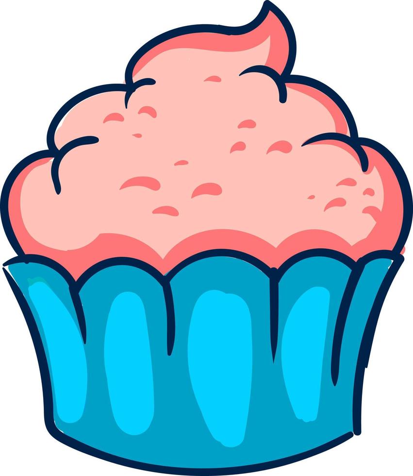 cupcake rosa, ilustração, vetor em fundo branco