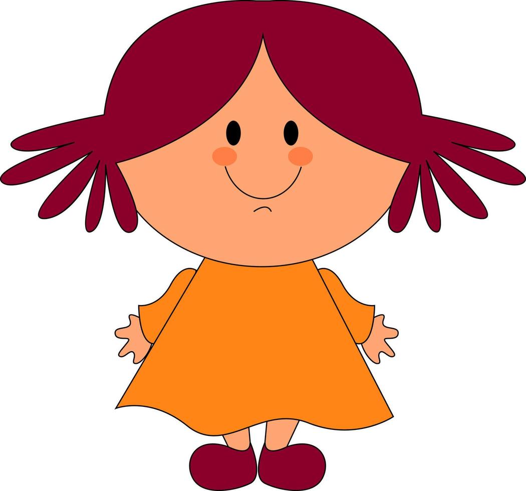 boneca com cabelo vermelho, ilustração, vetor em fundo branco.