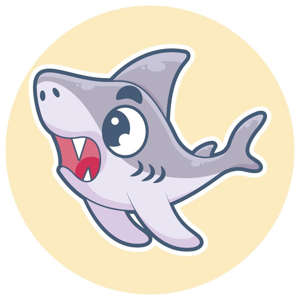 ilustração de personagem de tubarão fofo vetor