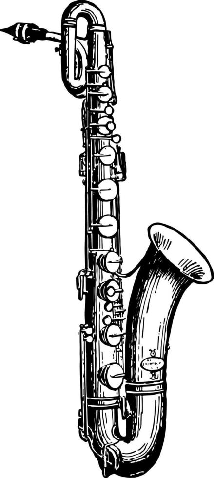 saxofone baixo, ilustração vintage. vetor
