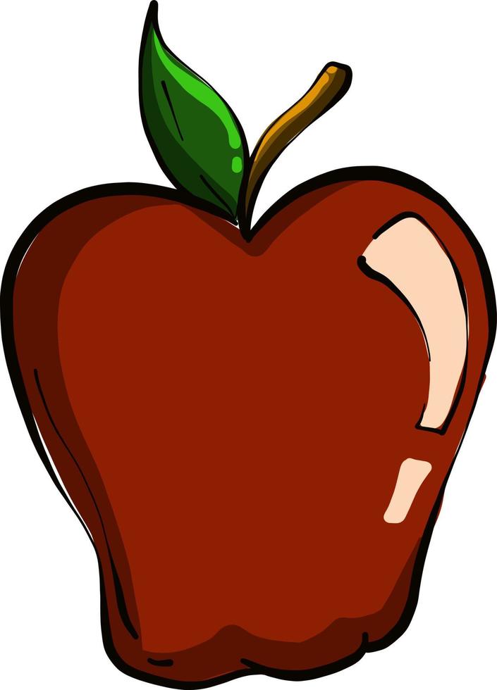 maçã vermelha brilhante, ilustração, vetor em fundo branco