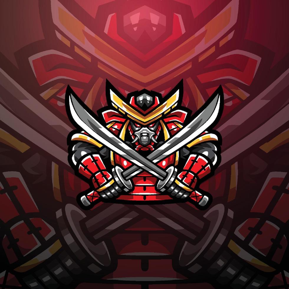 mascote samurai gamer vetor