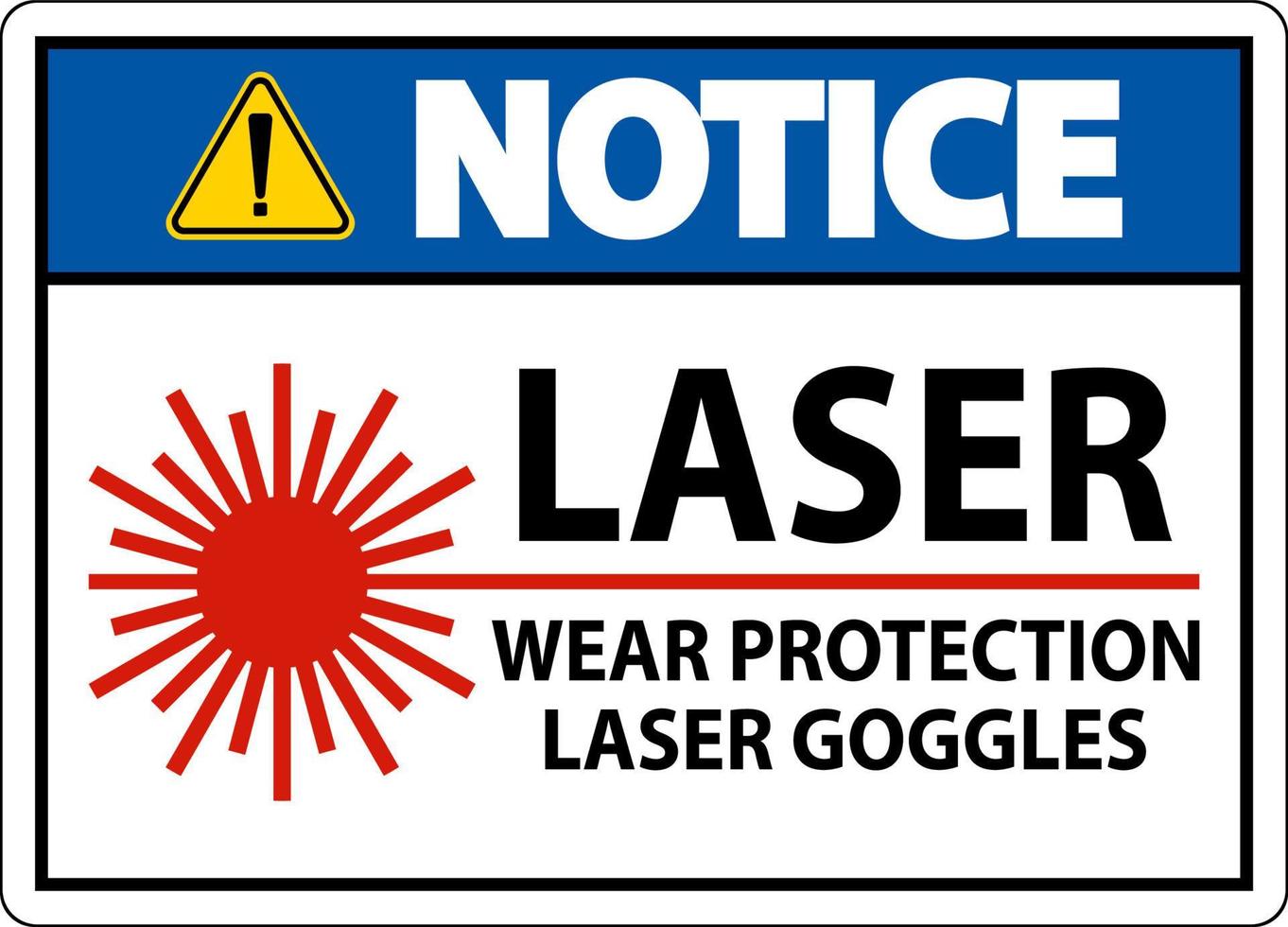 observe o sinal de óculos de proteção a laser de uso a laser em fundo branco vetor