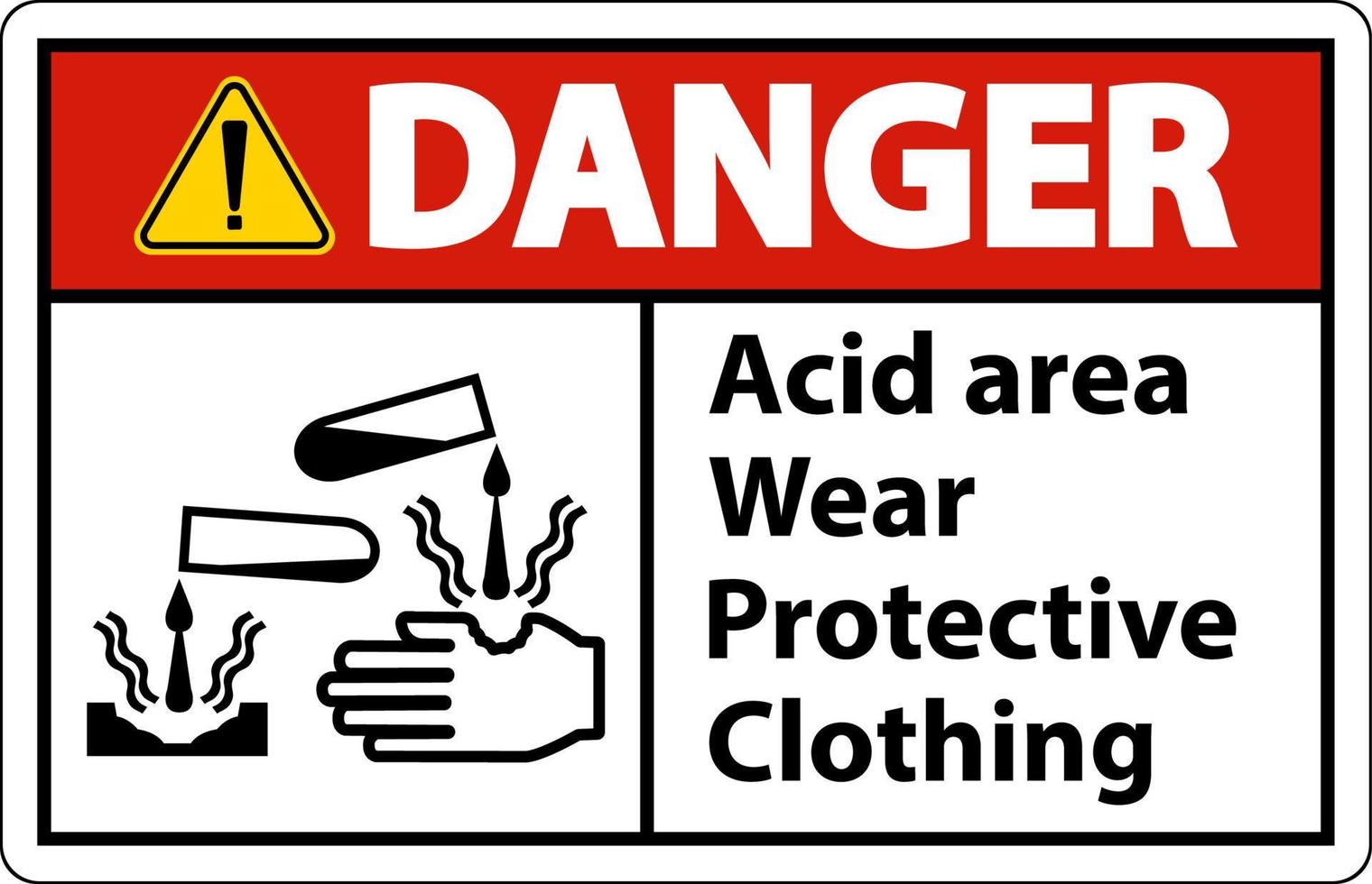 perigo área ácida usar roupa de proteção sinal vetor