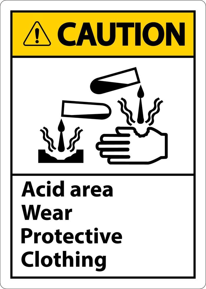 cuidado área ácida usar roupa de proteção sinal vetor