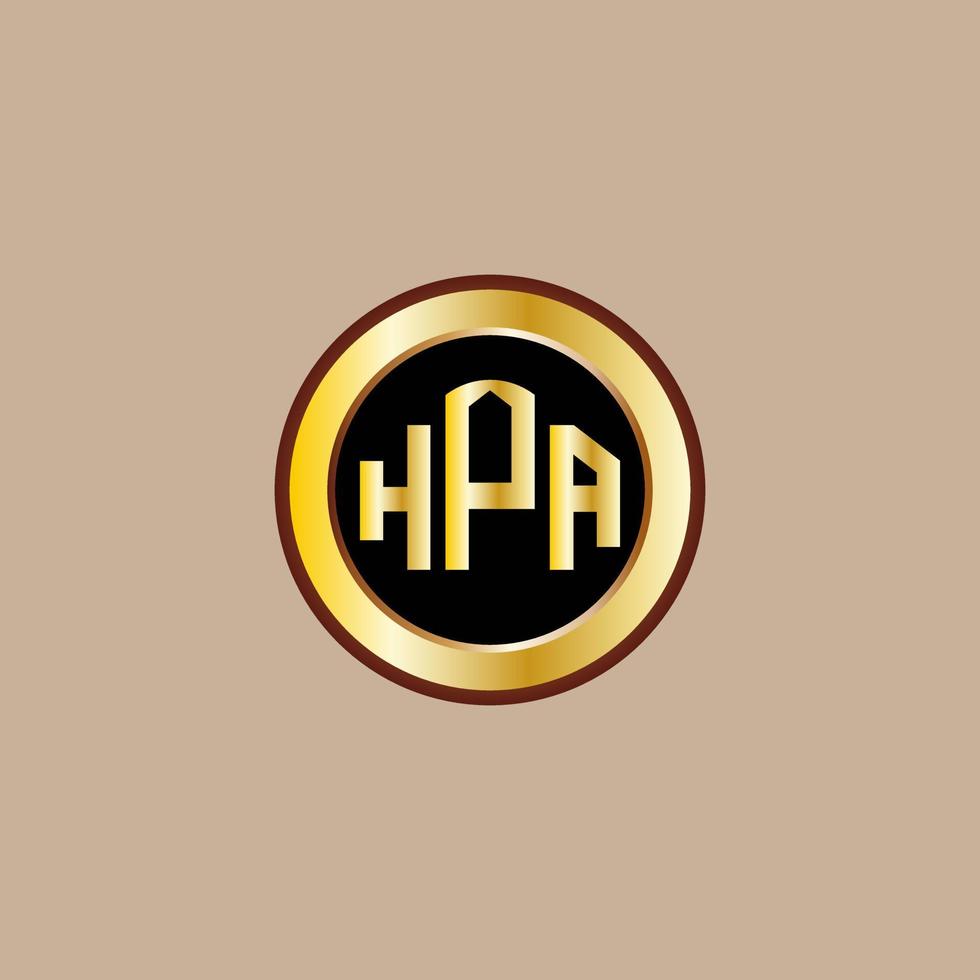 design de logotipo de carta hpa criativo com círculo dourado vetor