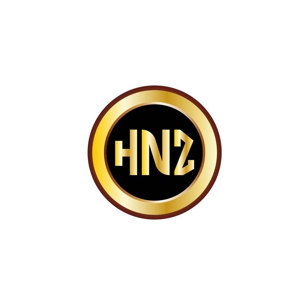 design de logotipo de carta hnz criativo com círculo dourado vetor