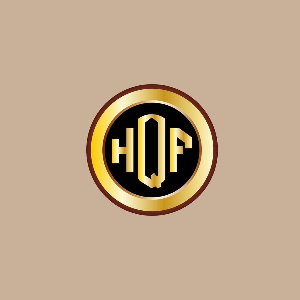 design de logotipo de carta hqf criativo com círculo dourado vetor