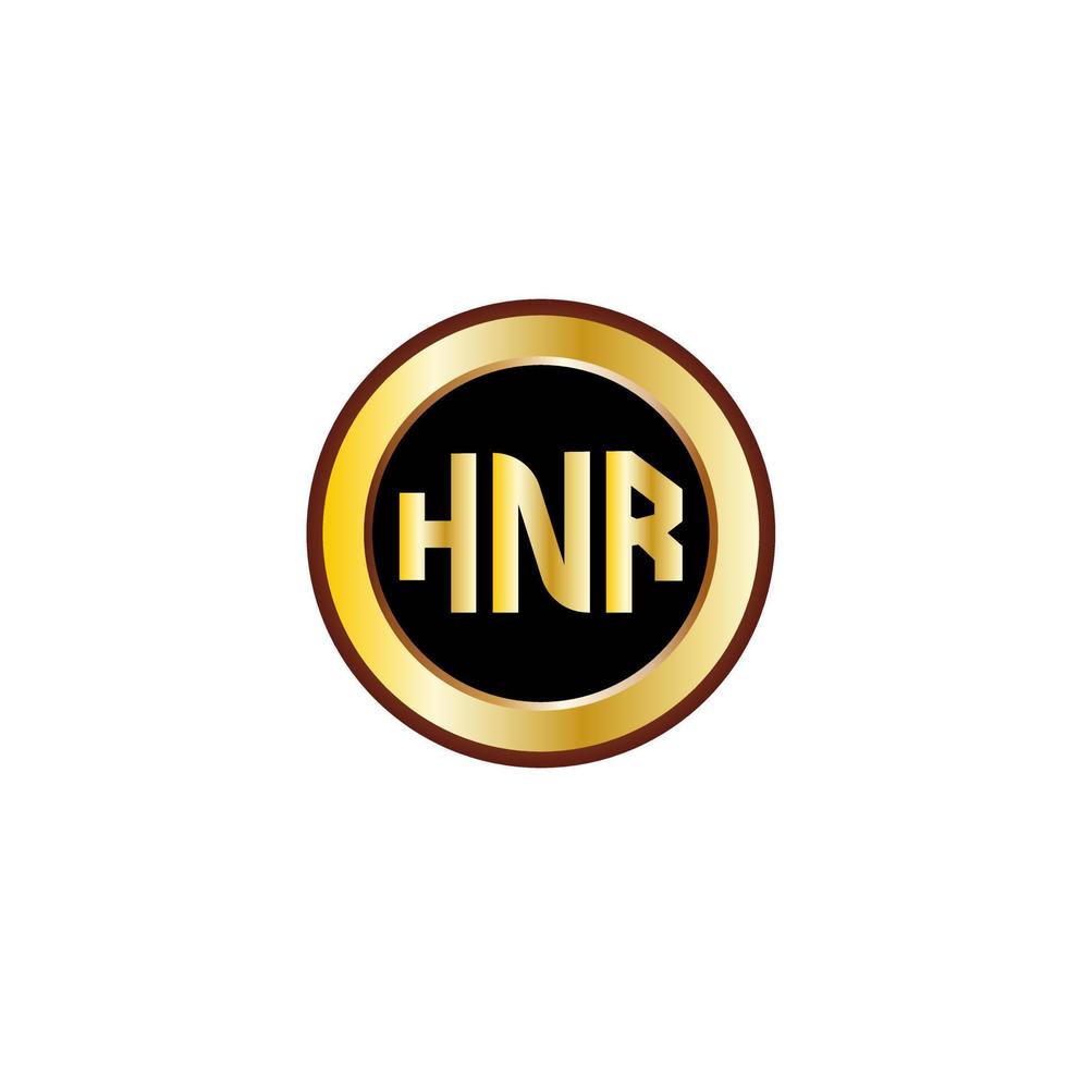 design de logotipo de carta hnr criativo com círculo dourado vetor