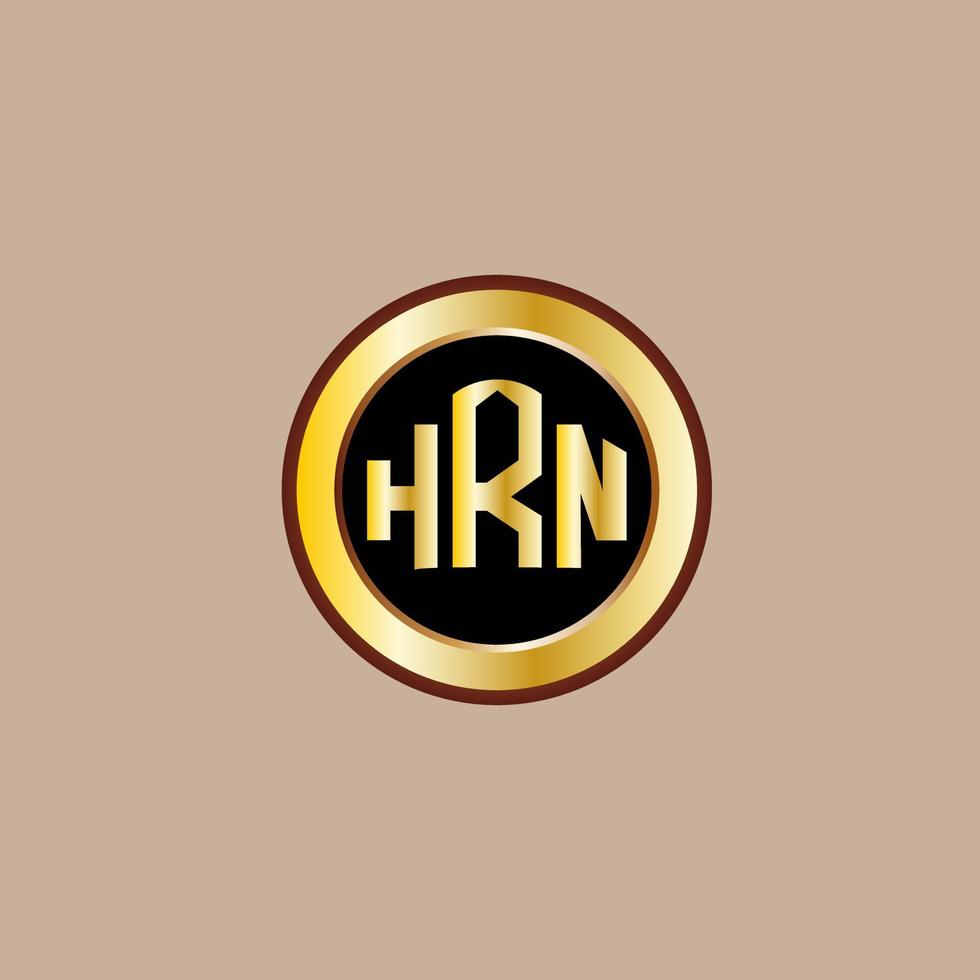 design de logotipo de carta hrn criativo com círculo dourado vetor
