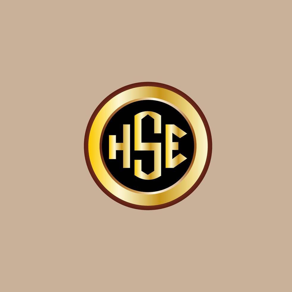 design de logotipo de carta hse criativo com círculo dourado vetor