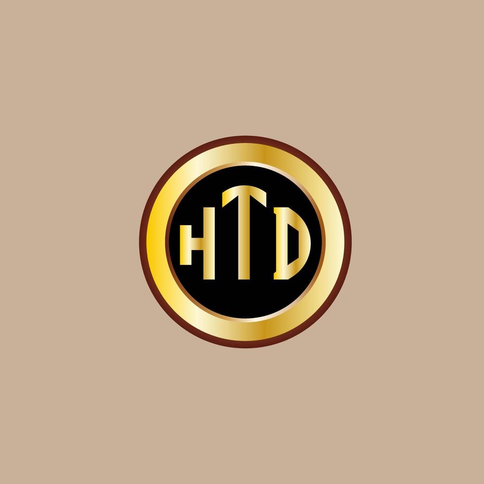 design de logotipo de carta htd criativo com círculo dourado vetor