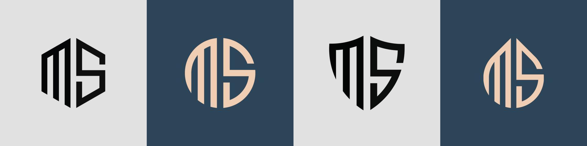 pacote de designs de logotipo de ms de letras iniciais simples criativas. vetor