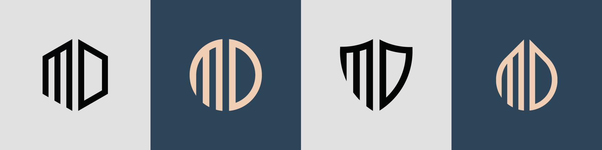 pacote de designs de logotipo md de letras iniciais simples criativas. vetor