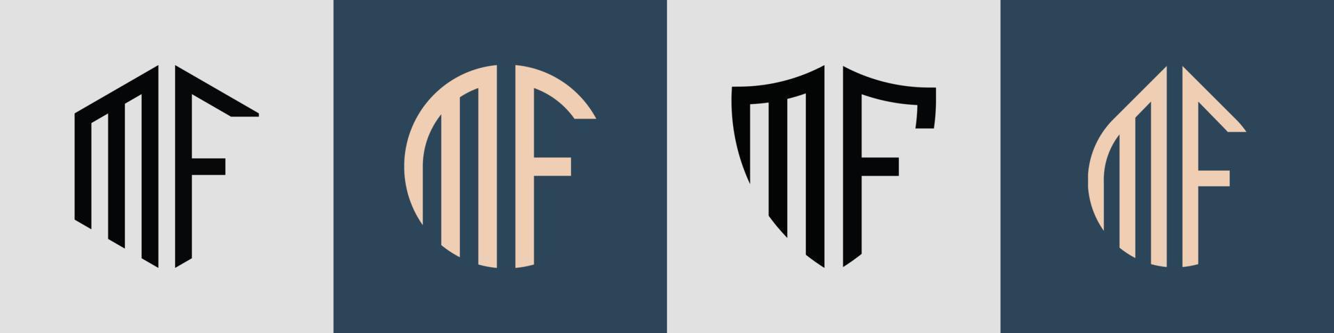 pacote de designs de logotipo mf de letras iniciais simples criativas. vetor