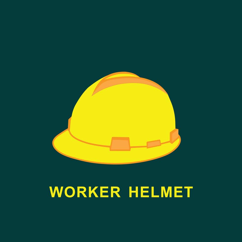 capacete de trabalhador amarelo na ilustração vetorial plana de fundo verde vetor