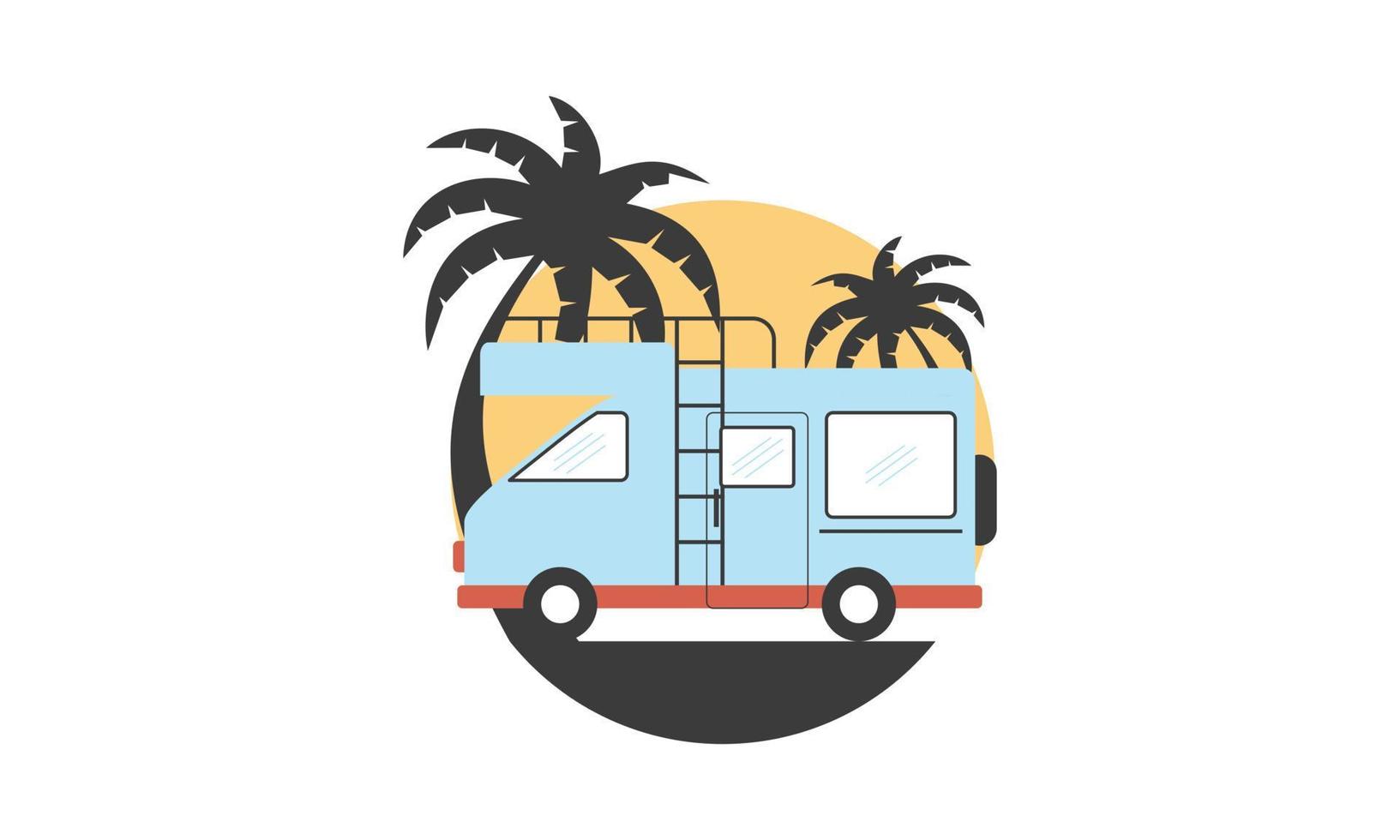 ilustração vetorial de design de logotipo de caravana de campervan vetor