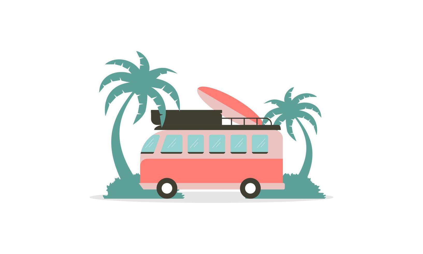 ilustração vetorial de design de logotipo de caravana de campervan vetor