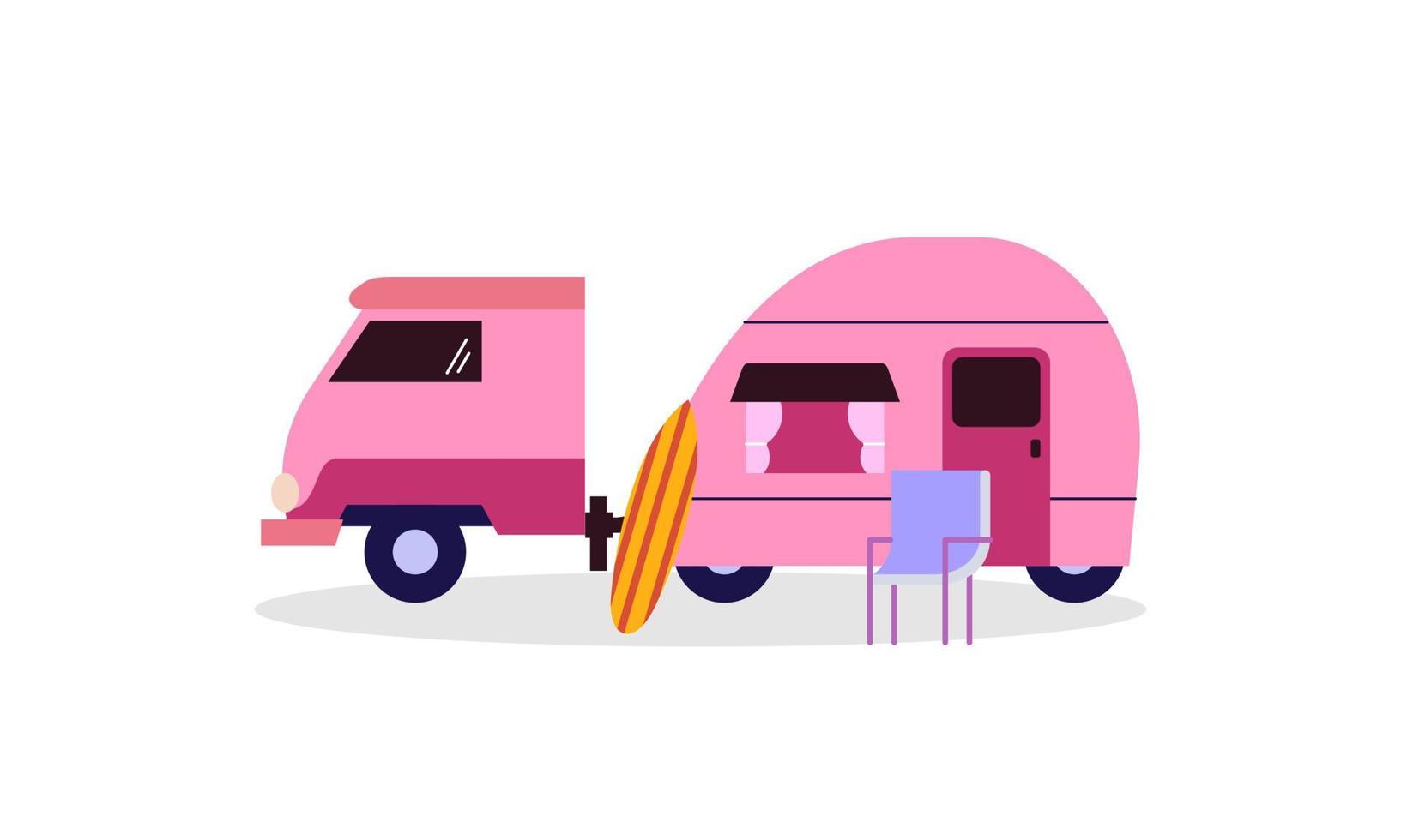 ilustração vetorial de design de logotipo de caravana de campervan vetor