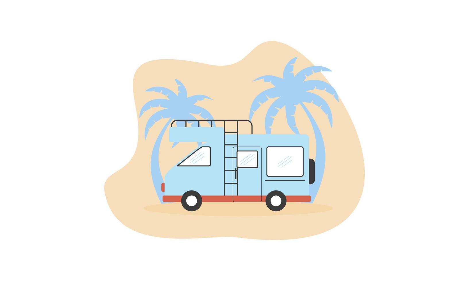 ilustração vetorial de design de logotipo de caravana de campervan vetor