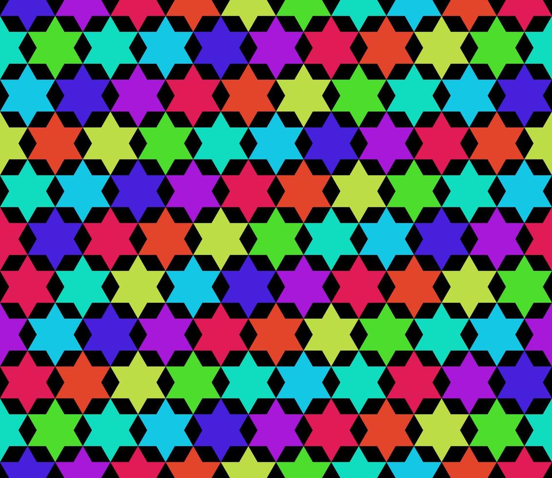 k63 - fundo colorido sem costura padrão estrela de seis pontas vetor