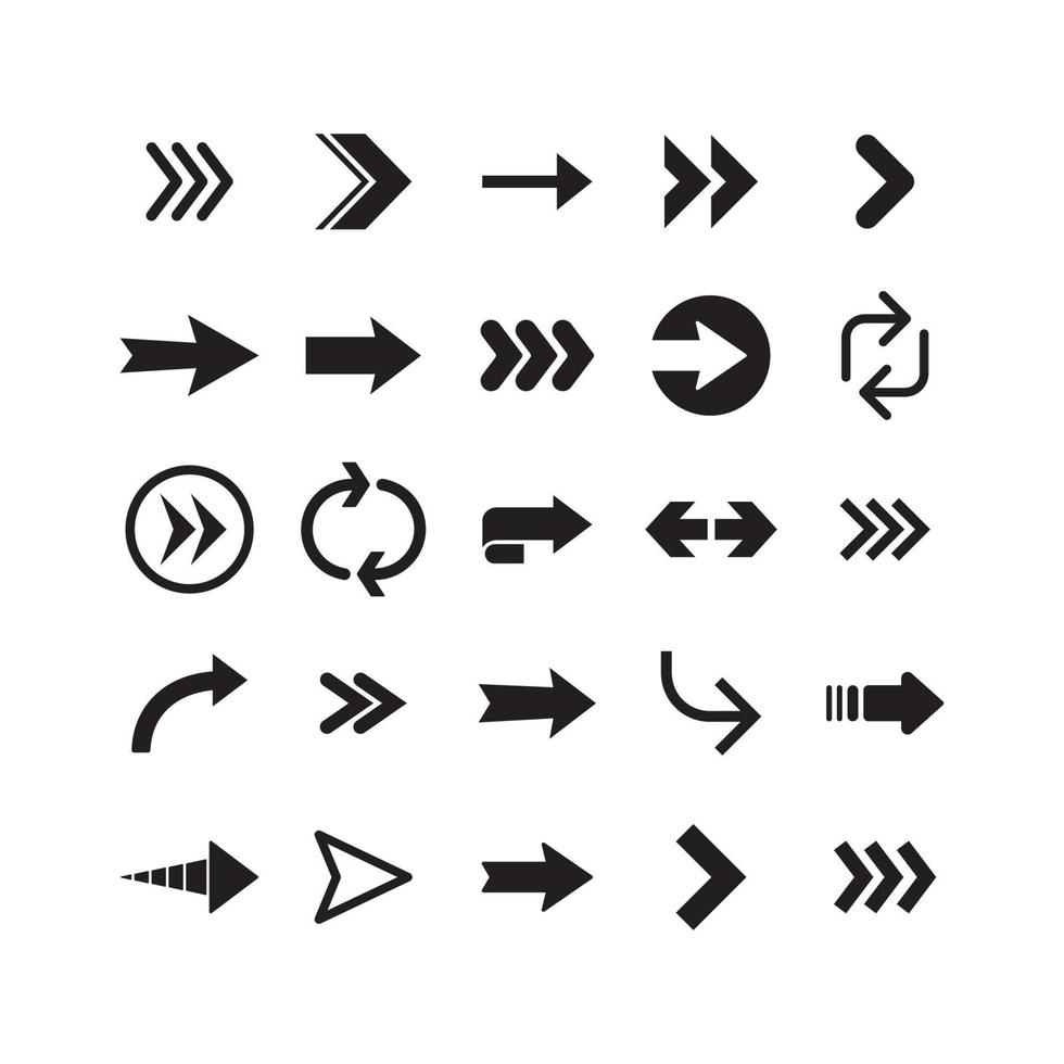 ícones de seta. setas de pictograma direcionais simples. vetor