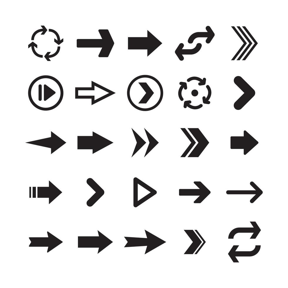 ícones de seta. setas de pictograma direcionais simples. vetor