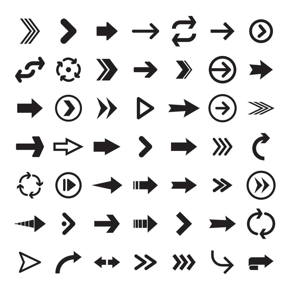 ícones de seta. setas de pictograma direcionais simples. vetor