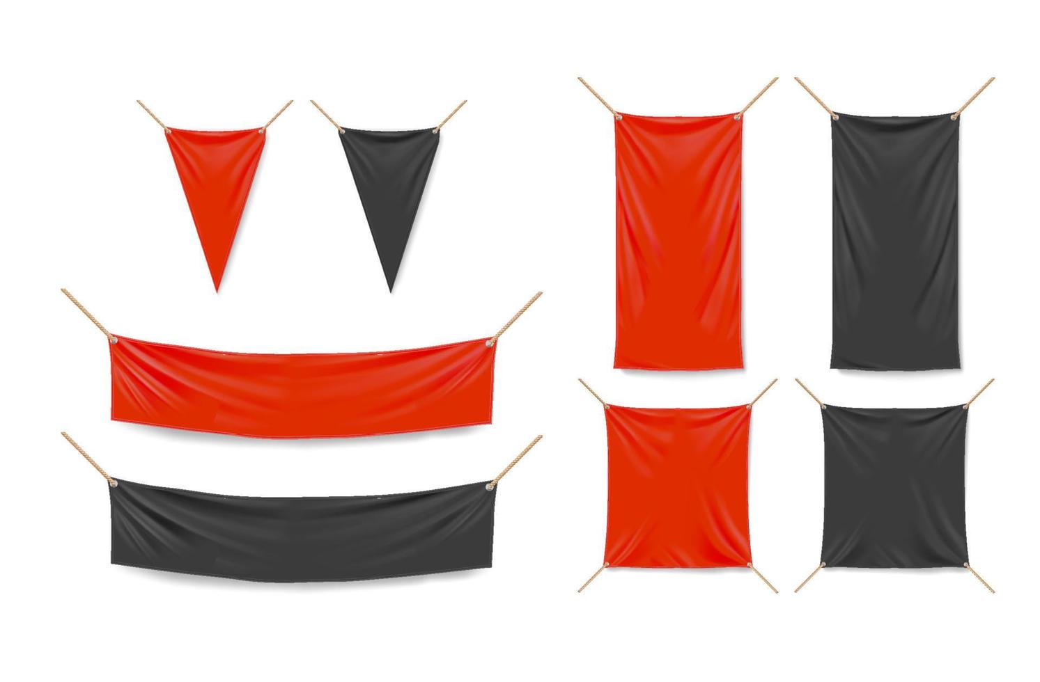 bandeiras vermelhas e pretas e flâmulas de triângulo vetor