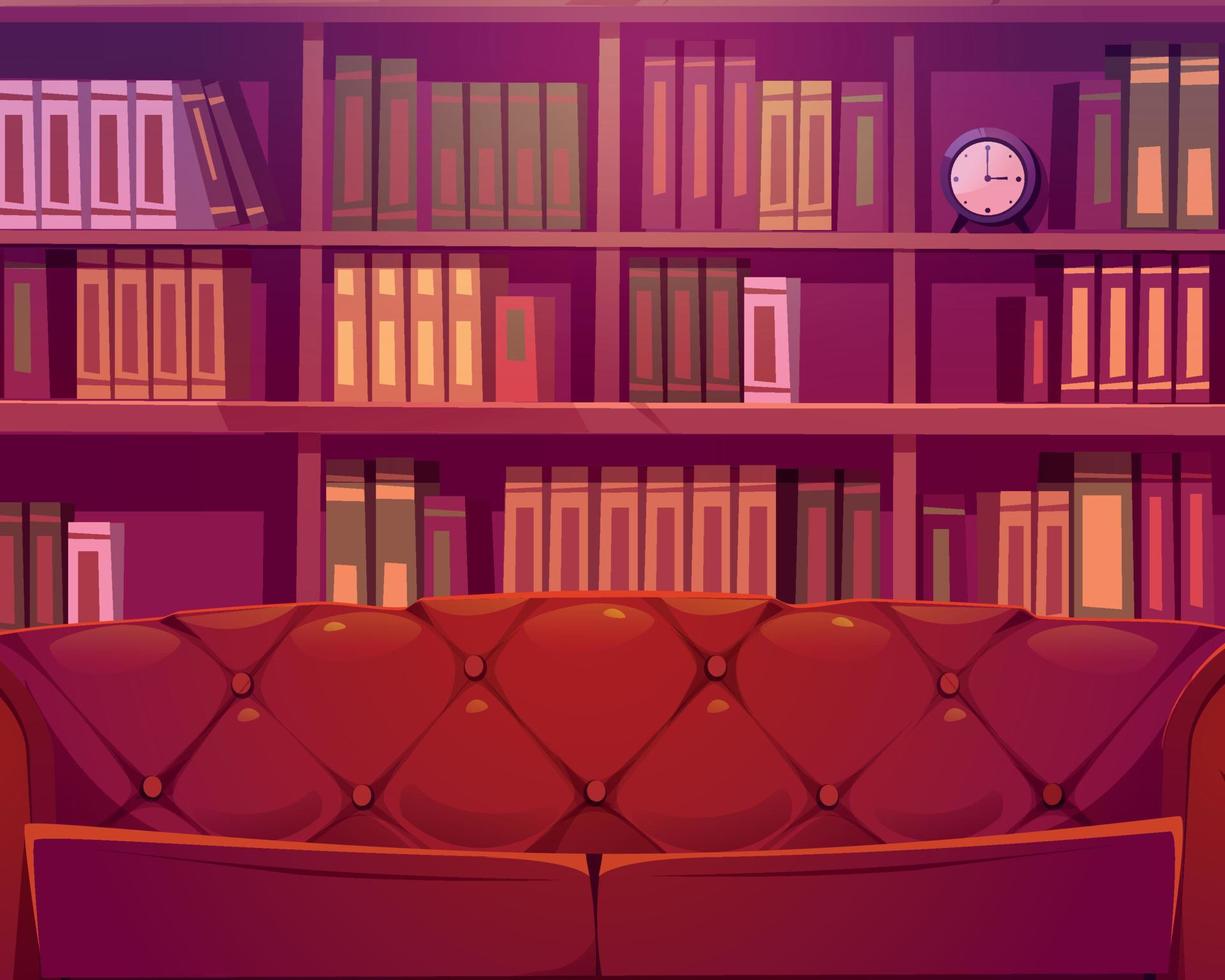 fundo de desenho animado antigo quarto ou biblioteca de luxo vetor