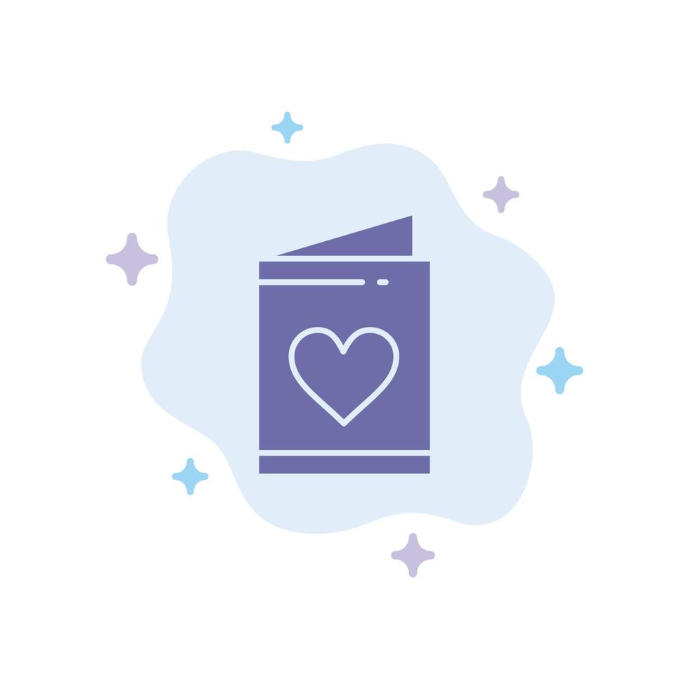 cartão amor casamento coração ícone azul no fundo da nuvem abstrata vetor