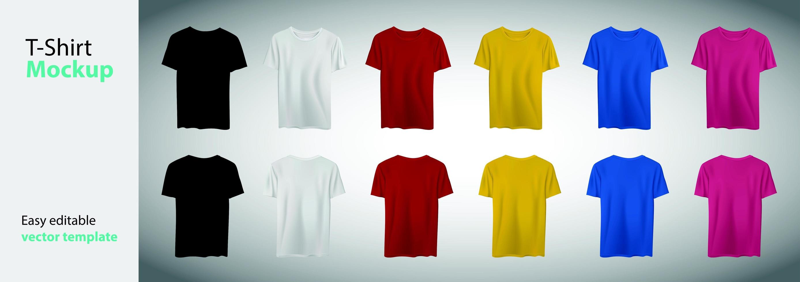 coleção de modelos de camisetas grandes de cores diferentes vetor