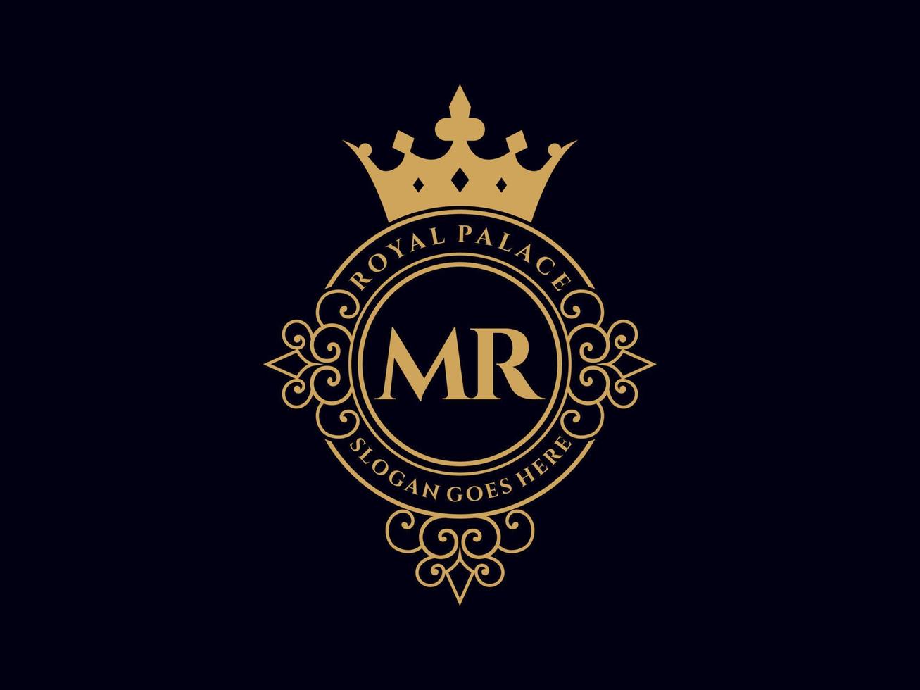 carta mr antigo logotipo vitoriano de luxo real com moldura ornamental. vetor