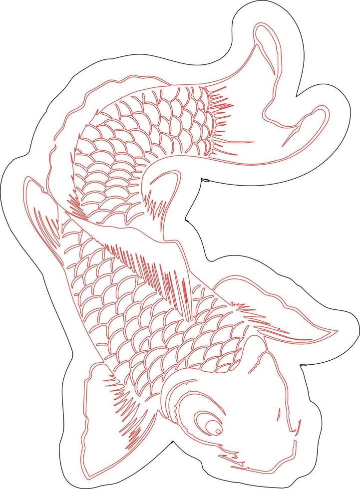 design gráfico monocromático de impressão de arte de peixe vetor