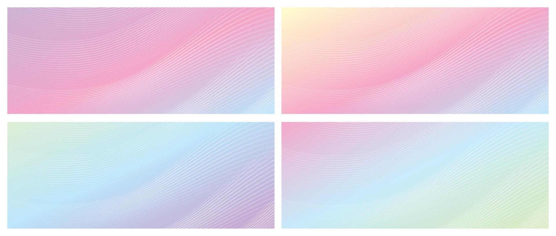 cor de gradiente pastel doce abstrata com conjunto de fundo vetorial de ilustração de linhas curvas vetor