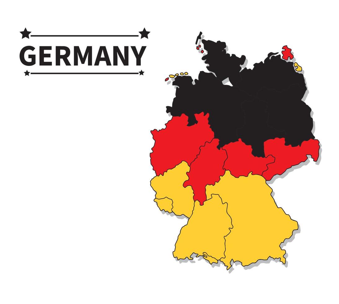 mapa alemão colorido em um vetor de fundo branco