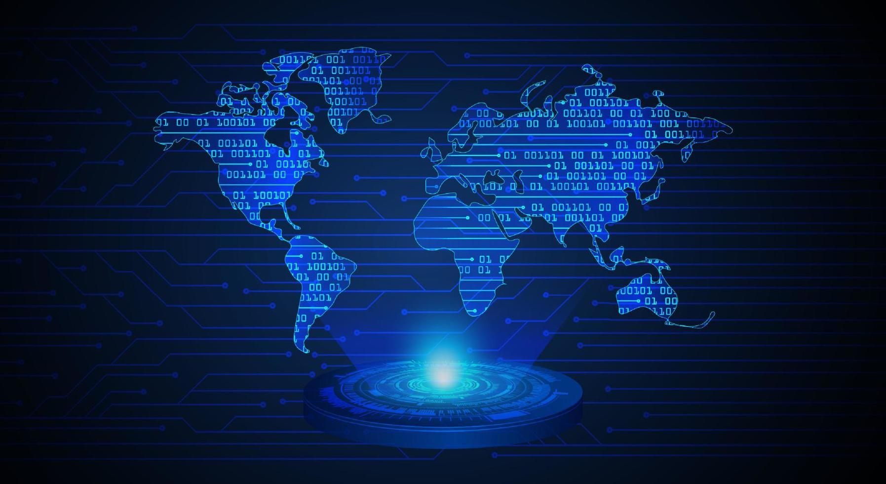 projetor holográfico de mapa do mundo moderno em fundo de tecnologia vetor