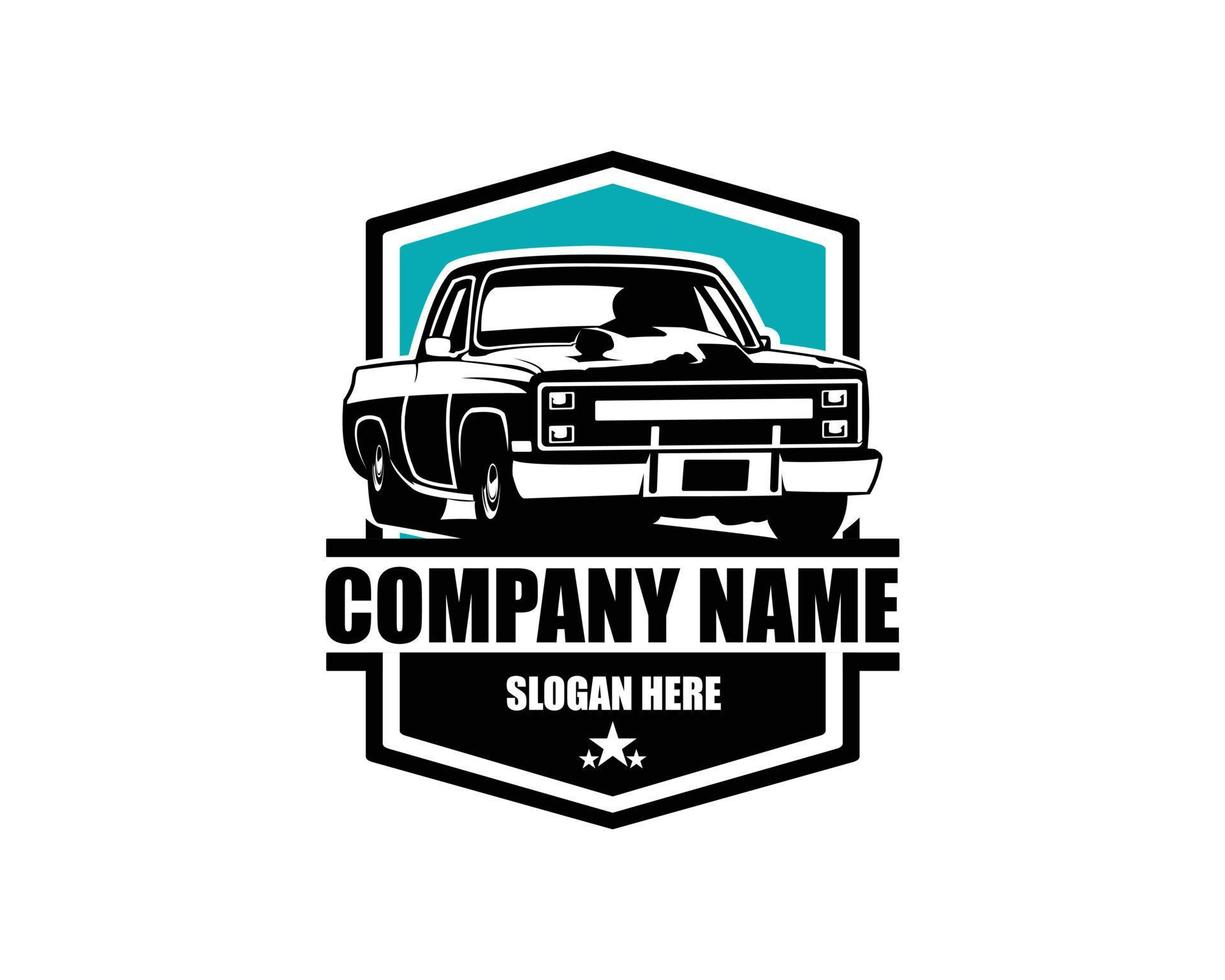 logotipo de caminhonete hotrod clássico preto eps isolado vetor