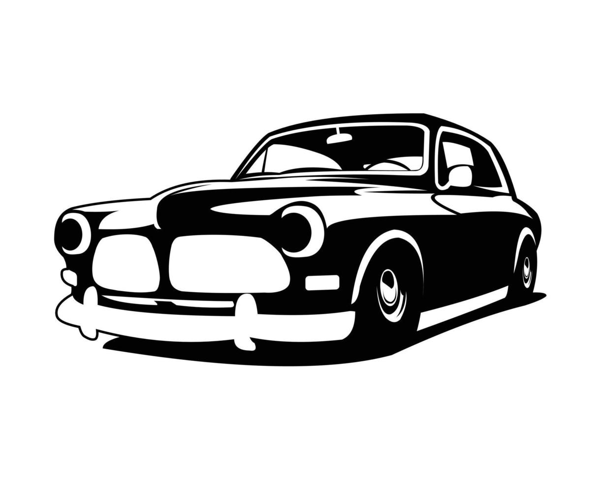 exibição frontal do logotipo do muscle car clássico americano isolado cor preta e branca adequada para emblemas, emblemas vetor