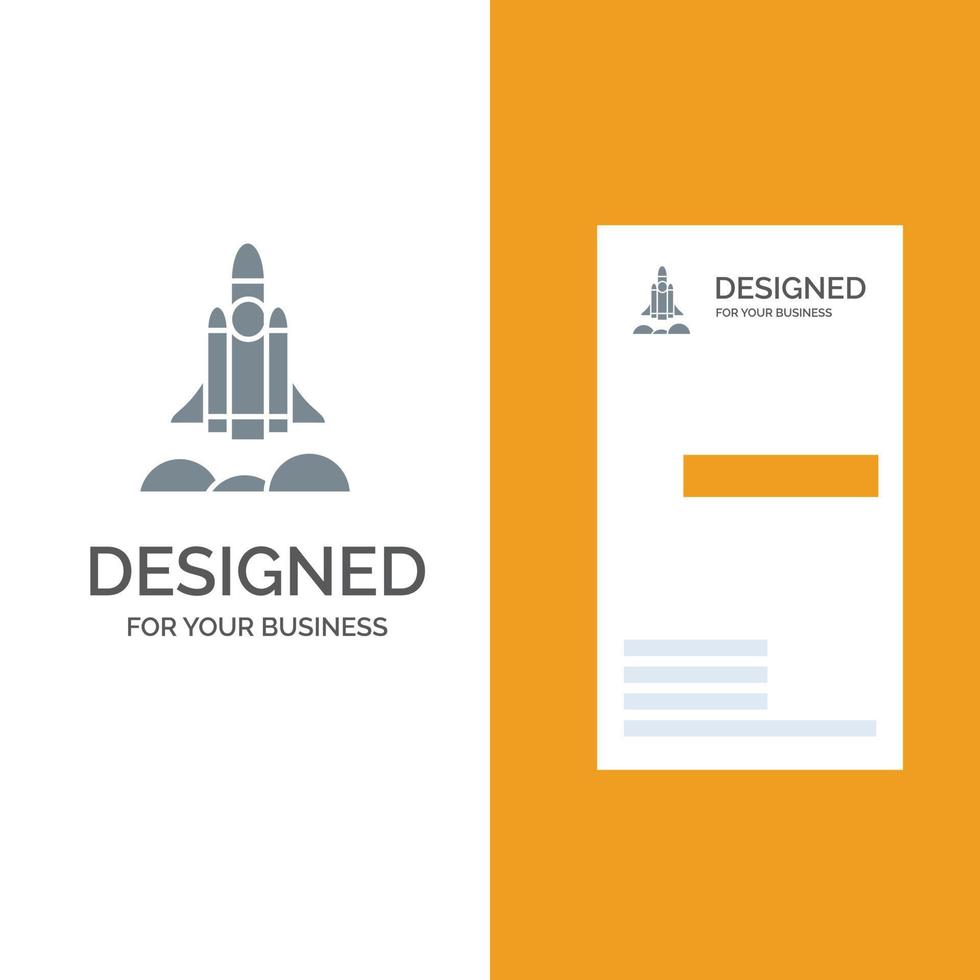 design de logotipo cinza de inicialização de foguete de negócios de inicialização de unicórnio e modelo de cartão de visita vetor