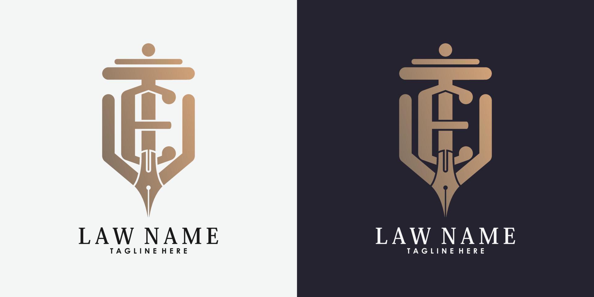 design de logotipo de advogado com vetor premium de conceito criativo de letra e