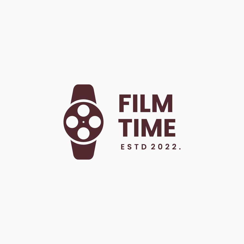 logotipo da hora do filme. assistir combinar com modelo de ícone de design de logotipo de rolo de filme vetor