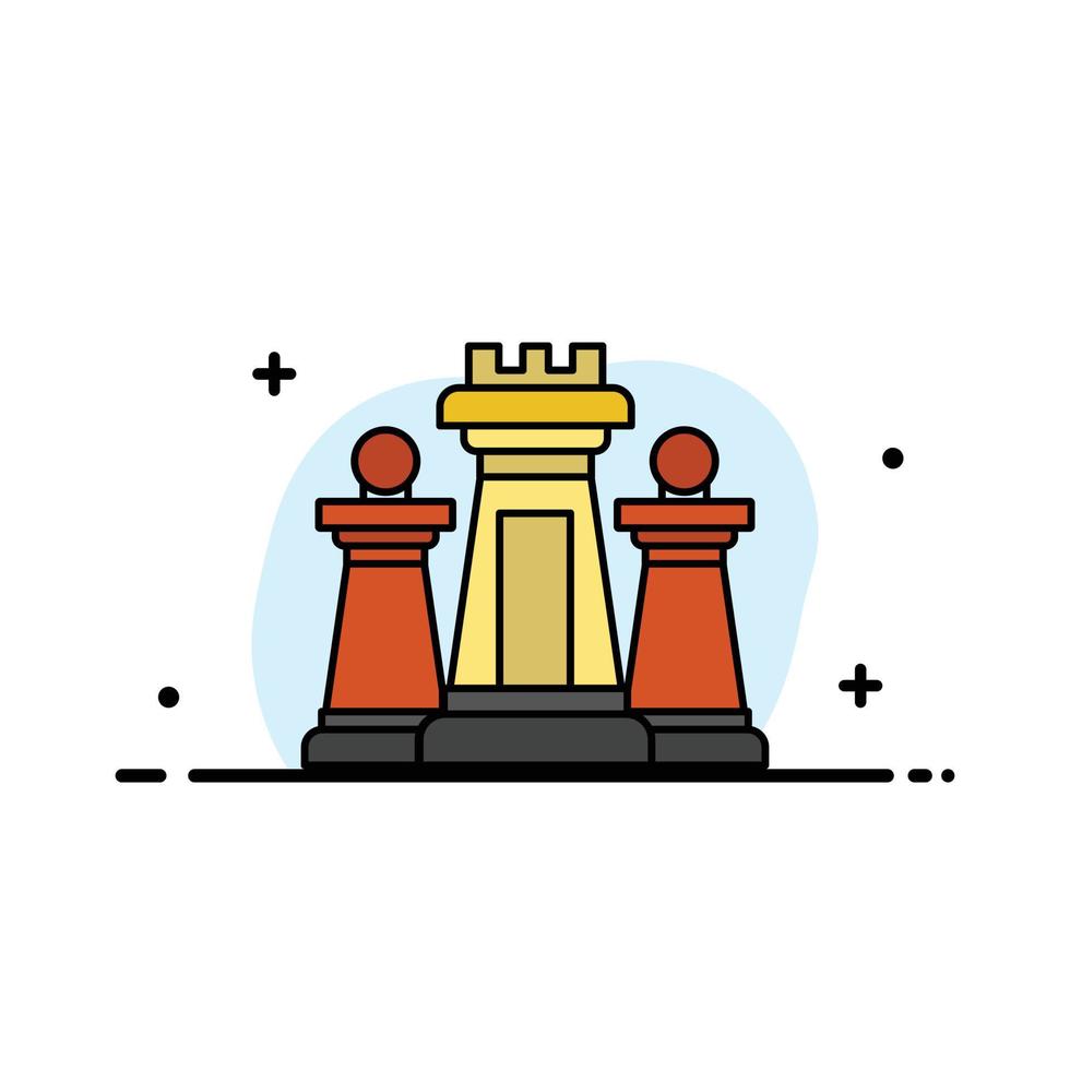 modelo de banner de vetor de ícone cheio de linha plana de tecnologia de tática de computador de xadrez