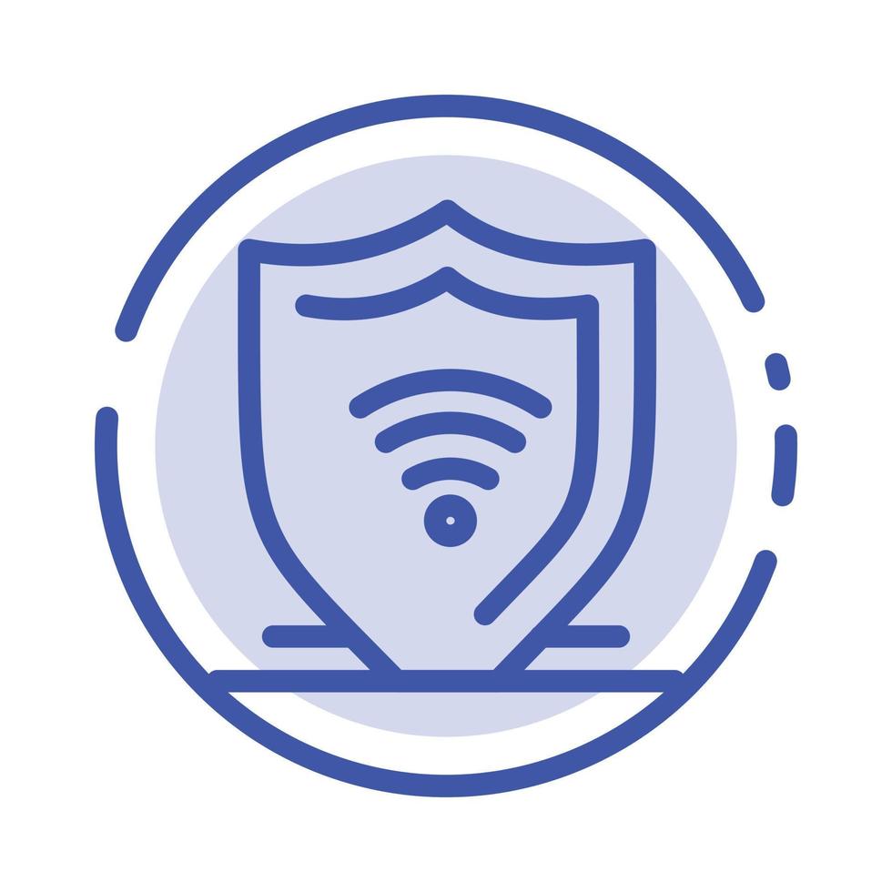 internet segurança na internet proteger escudo ícone de linha pontilhada azul vetor