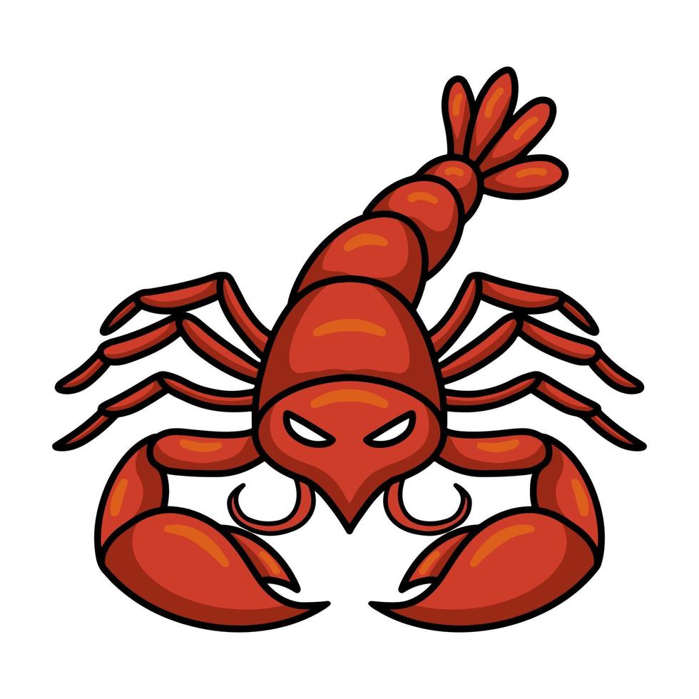 personagem de desenho animado de lagosta bonitinho vetor