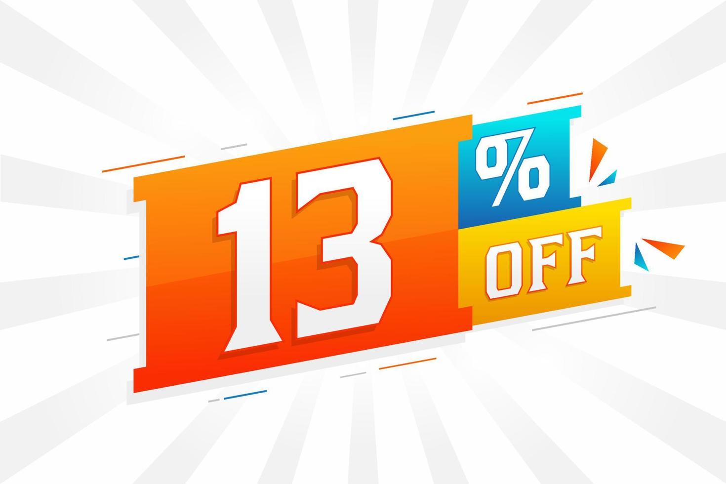 13% de desconto no design de campanha promocional especial 3D. 13 de oferta de desconto 3d para venda e marketing. vetor