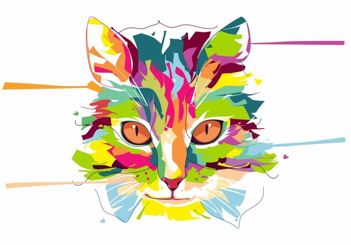 Gato - Vida animal - Retrato de arte pop vetor