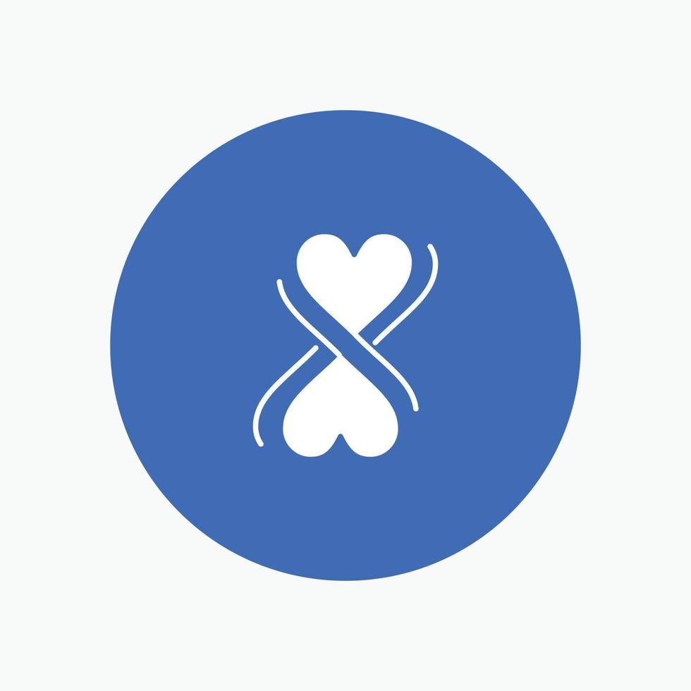 ícone de glifo branco de tipografia de coração oito vetor