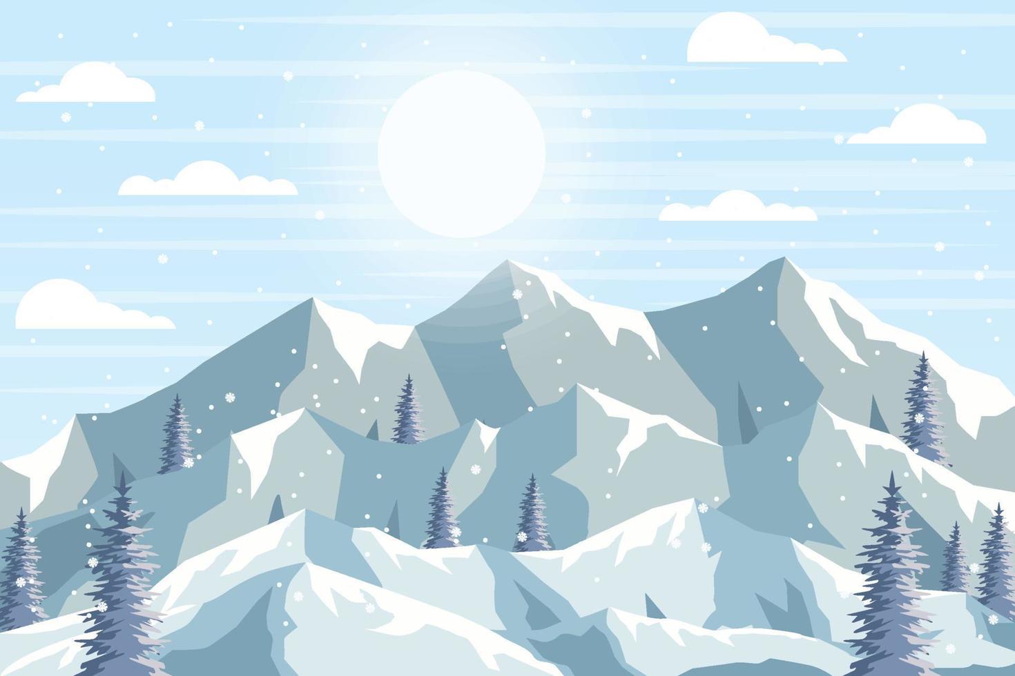 fundo de ilustração de inverno paisagem de montanhas vetor